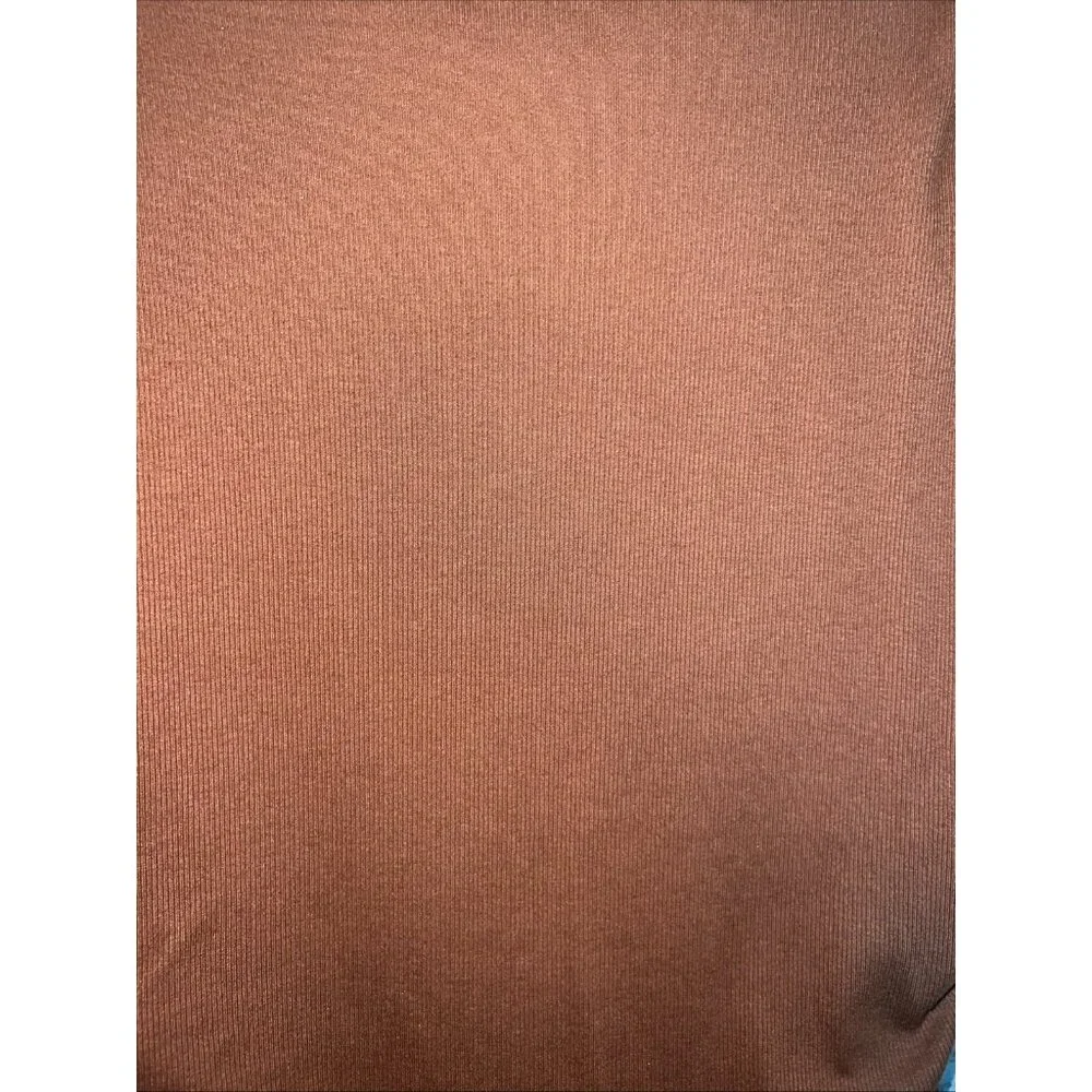 Michael Stars Gia Rib Knit Mock Neck Ruched Mid Legnth Dress M Cap Sleeve Rust - Picture 10 of 11